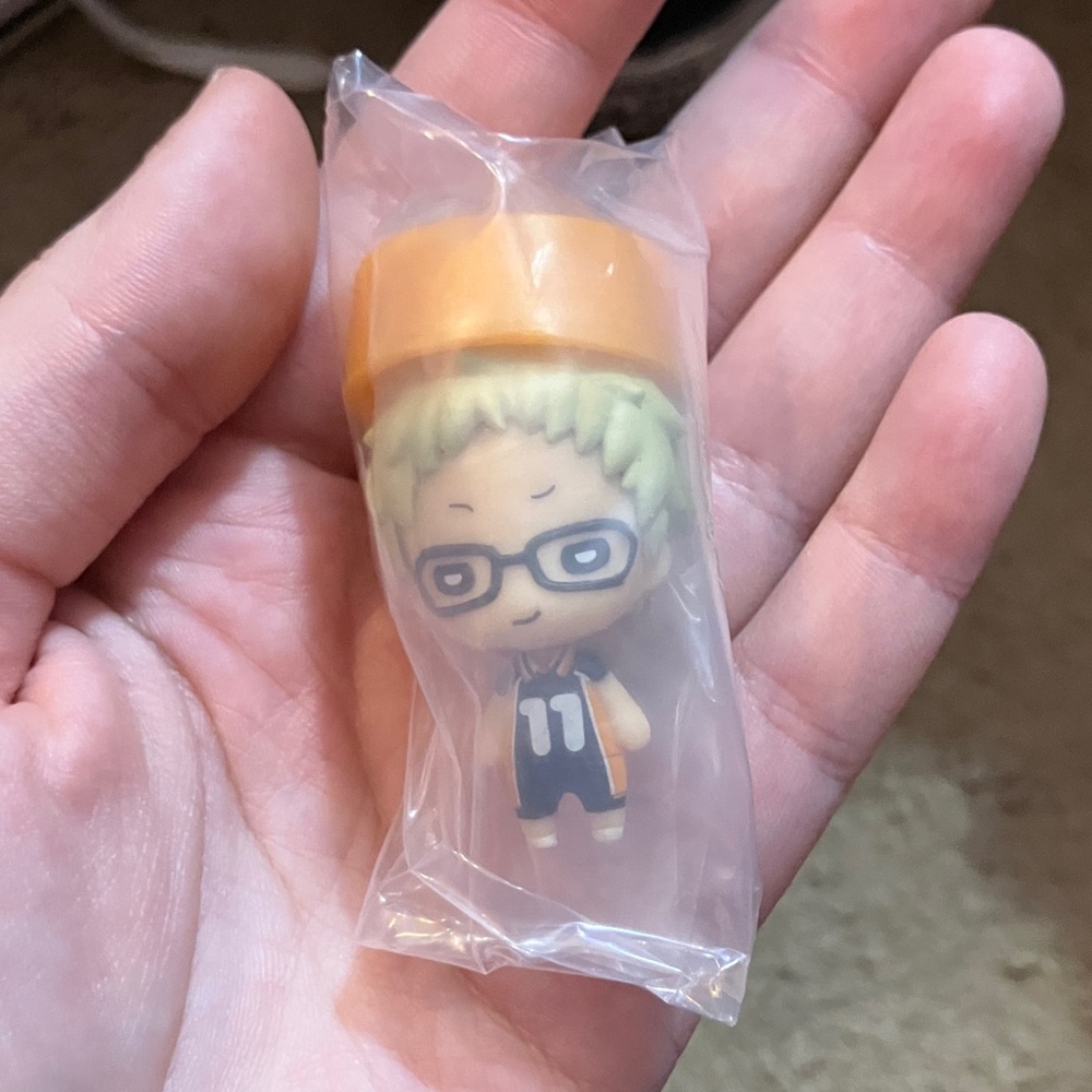 Miniature Volleyball Figure with Orange stand